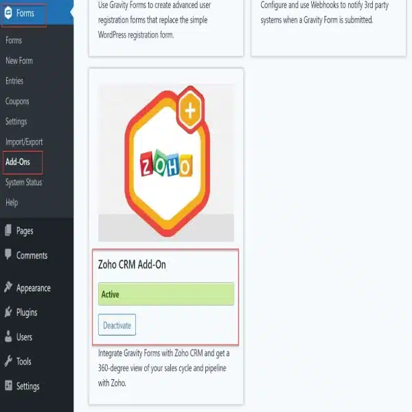 Zoho CRM Addon for Gravity Forms